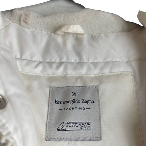 ERMENEGILDO ZEGNA Yachting Microtene 10000 Men’s White Down Jacket Size S Hooded - Picture 5 of 11